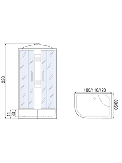 Душевая кабина RIVER DUNAY XL 120/90/44  MT R  120x90x230 10000006178 Правая Асимметрия