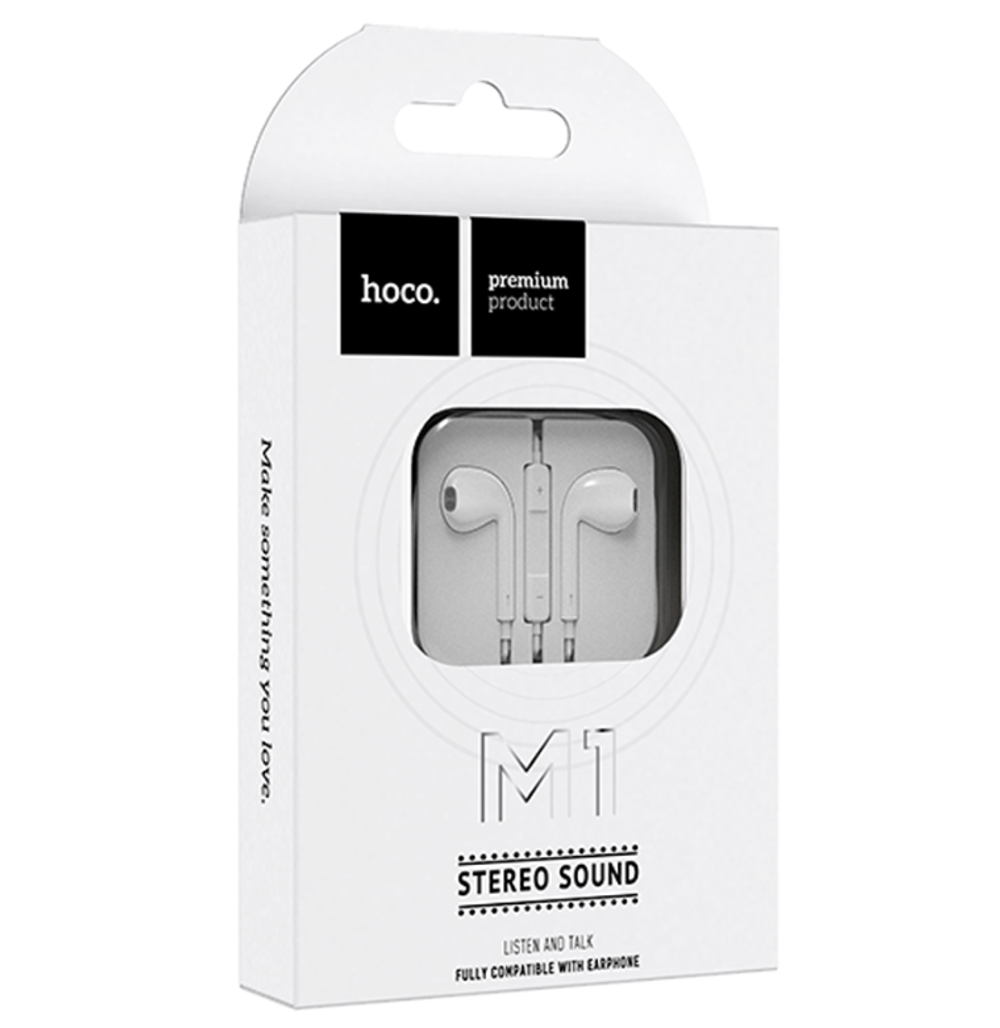 Наушники с микрофоном Hoco M1 1.2м белые