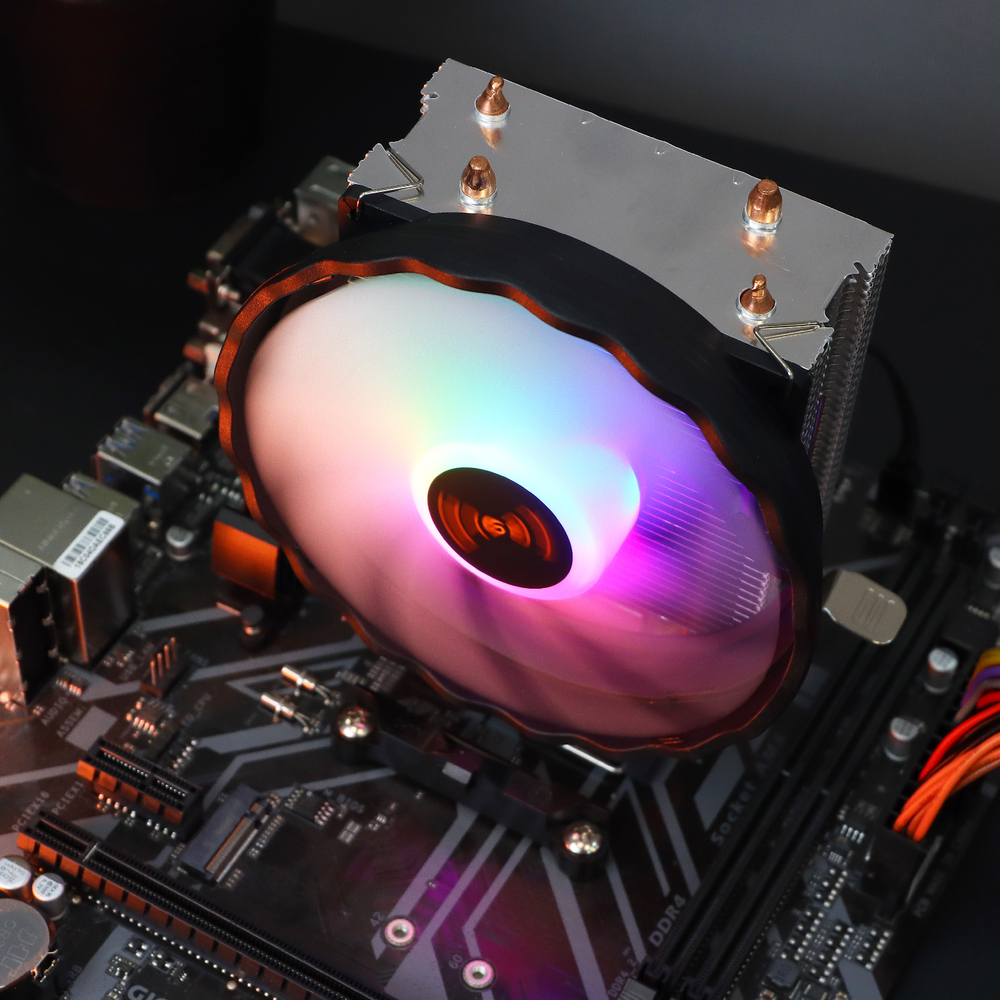 Кулер для CPU ТЕСЛА (TESLA) 920RGB V2, 1х120мм, 3-pin, Al+Cu, серебристый-черный-белый/FRGB, 1600rpm, 47CFM, 23дБ, 2-PIPE(прямой контакт), TDP 135Вт, INTEL 1700/1200/115x/775/1366, AMD AM5/AM4/AM3(+)/AM2(+)/FM2(+)/FM1/754/940/939 (TSL-920-RGB-V2)
