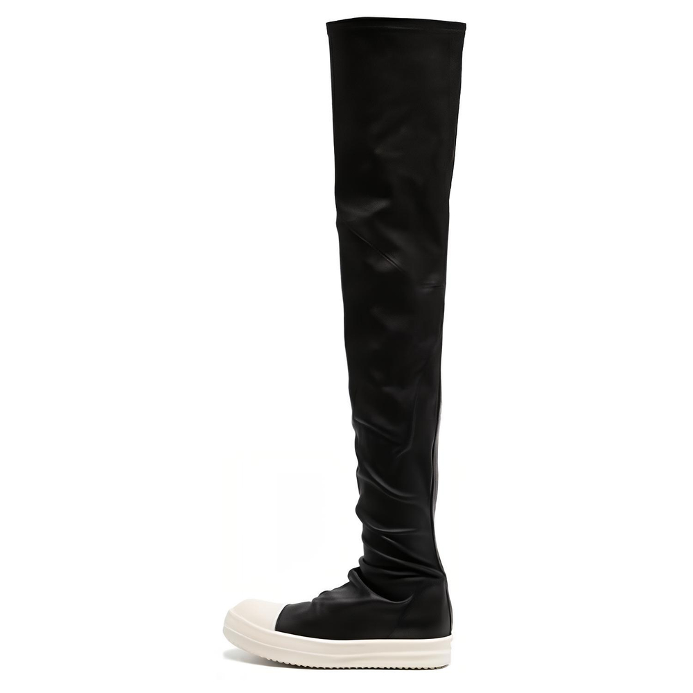 RICK OWENS Thigh-high Leather Sneaker Boots