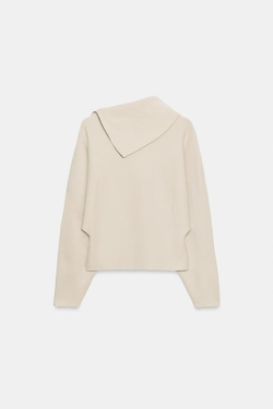ZARA СВИТЕР С БОКОВОЙ ЗАСТЕЖКОЙ-МОЛНИЕЙ, ЦВЕТ СЛОНОВОЙ КОСТИ