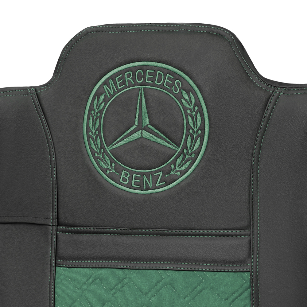 Чехлы Mercedes Actros MP4 (экокожа, черный, зеленая вставка)