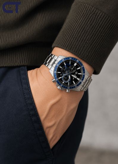 CASIO EFV-620D-1A2VUDF EDIFICE мужские наручные часы — стальной хронограф с черным циферблатом