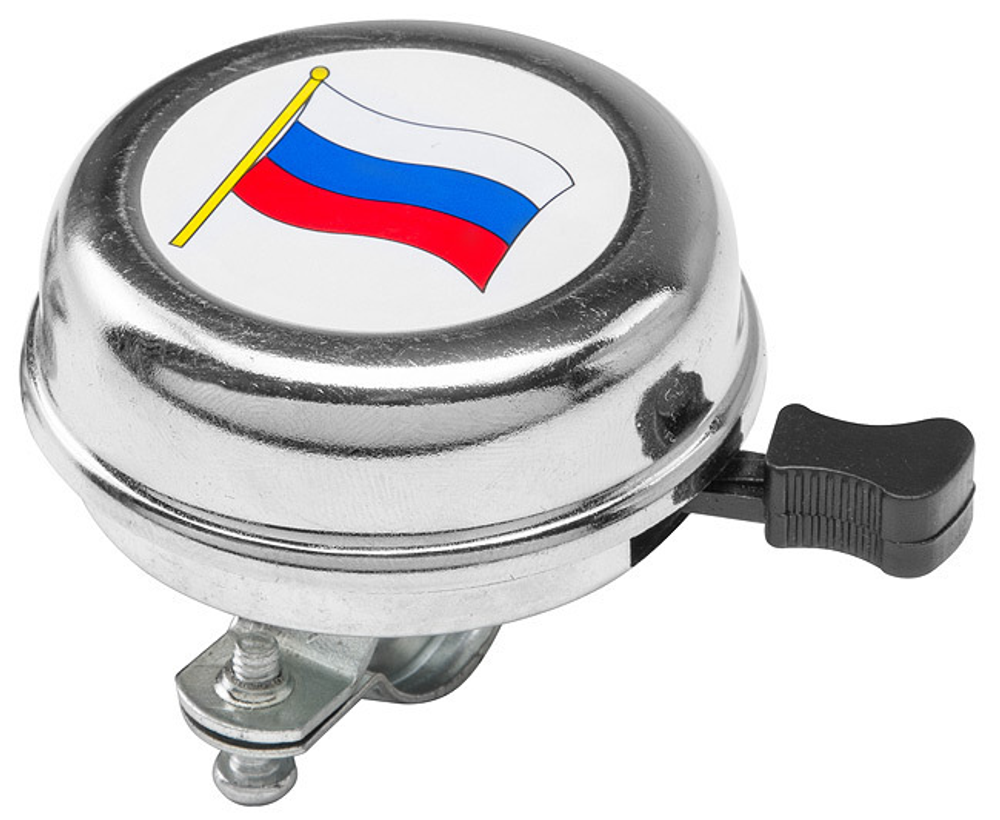 Звонок 54BF-01 с российским флагом, стальной, хромированный,13957