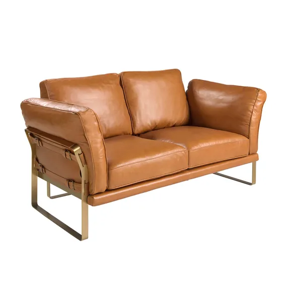 Двухместный диван Angel Cerda 6229 из кожи цвета Camel