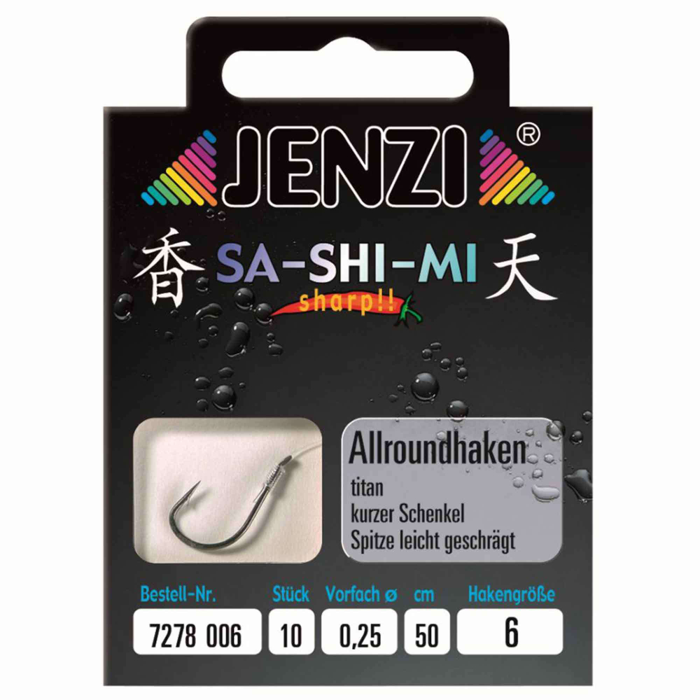 Рыболовные снасти Jenzi Fishing Hook Allround Size 6 Sa-Shi-Mi 10-Pack