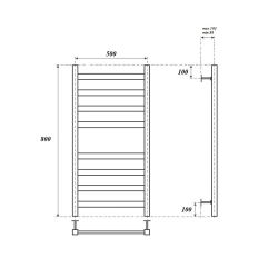 Полотенцесушитель водяной Point Меркурий PN83158 П8 500x800, хром схема