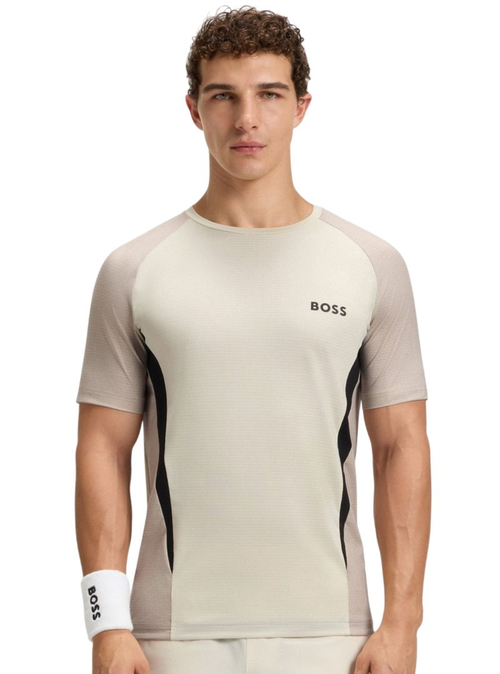 Мужская футболка BOSS Matchball TOC Slim-Fit — натуральный