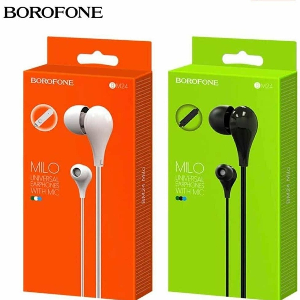 Гарнитура Borofone M24, вакуумные, разъем Jack, кабель 1.2 м Black
