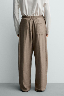 ZARA БРЮКИ RELAXED FIT ИЗ СТРУЯЩЕЙСЯ ТКАНИ, ТЕЛЕСНО-РОЗОВЫЙ