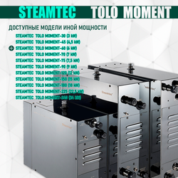Steamtec TOLO MOMENT 60 - 6 кВт парогенераторы для хамама и турецкой бани / Серия PLATINUM со встроенной музыкой, пультом на 9-ти языках и возможностью монтажа без термодатчиков