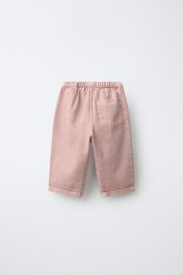 ZARA ОДНОТОННЫЕ БРЮКИ ИЗ ТВИЛА, ЛИНЯЛЫЙ РОЗОВЫЙ
