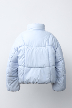 ZARA СТЕГАНАЯ БЛЕСТЯЩАЯ КУРТКА WATER REPELLENT, ПАСТЕЛЬНО-СИНИЙ
