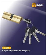 Цилиндровый механизм MSM C90 PB  ключ/ключ (латунь)  Арт.12775