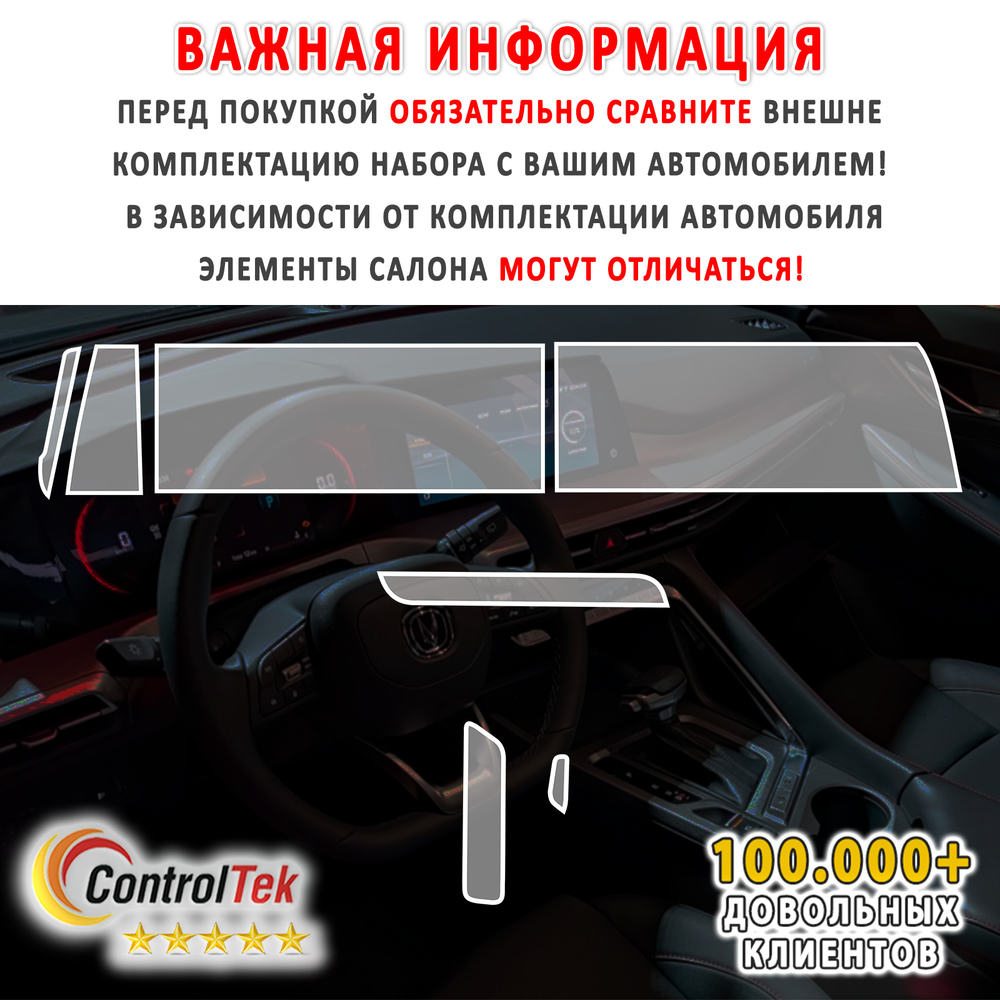 Changan CS35 PLUS (2021) - комплект защитных пленок 4 в 1. Пленка защитная ControlTek HYBRID со слоем TOP COAT. Толщина: 6 mil. (175 мкм.)