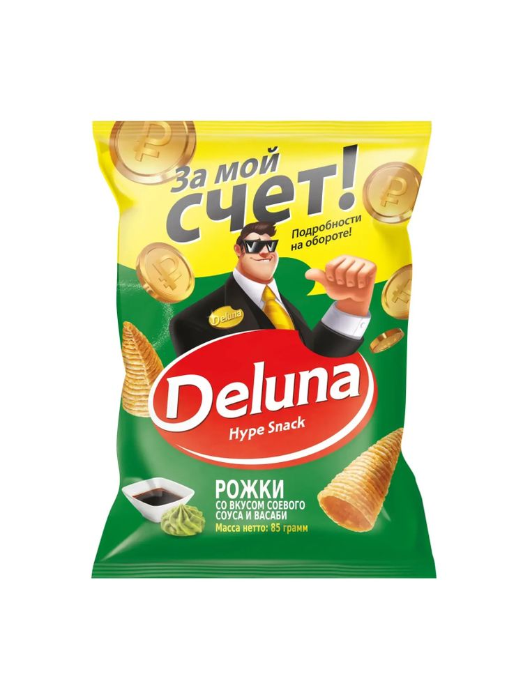 Кукурузные снеки Deluna Соевый соус и Васаби 85 г x 4 шт