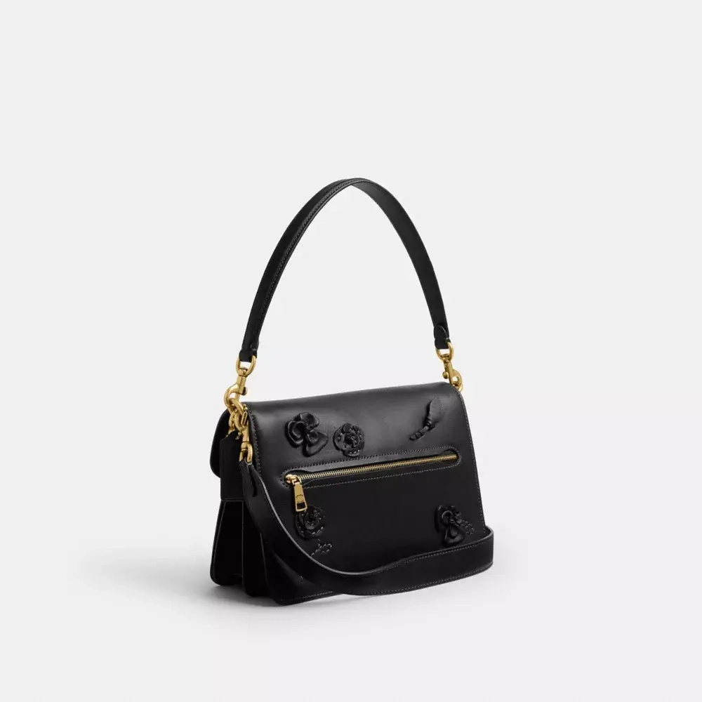 COACH СУМКА ЧЕРЕЗ ПЛЕЧО TABBY CHAIN С ЦВЕТОЧНЫМ ДЕКОРОМ, ЧЕРНЫЙ