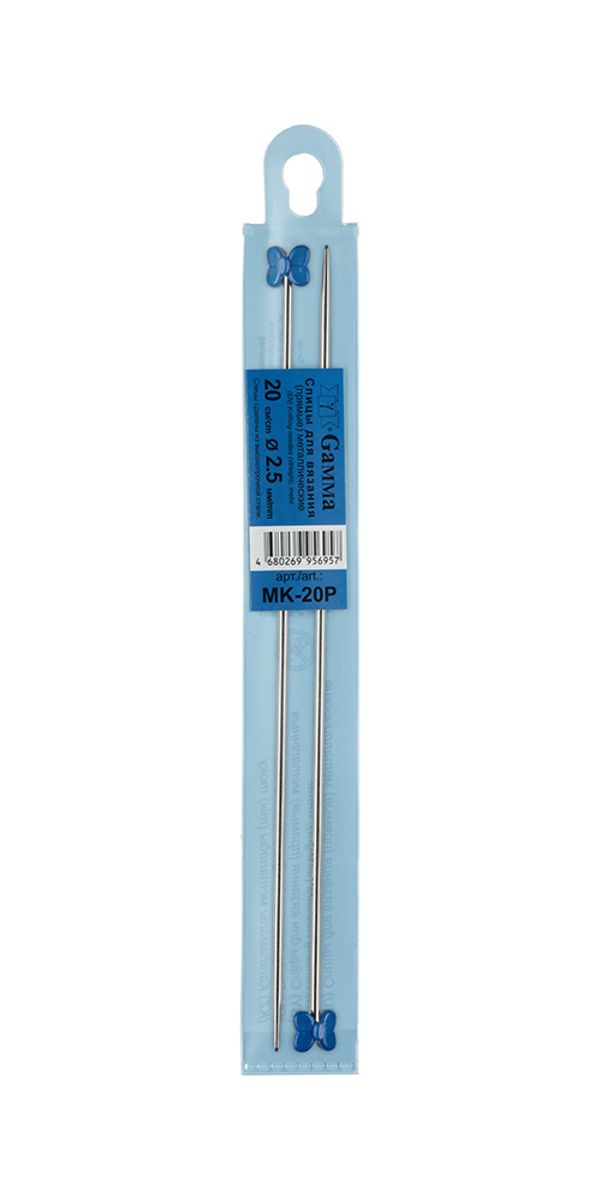 Спицы прямые металл ⌀2.5 мм, 20 см, никель, Gamma MK-20P