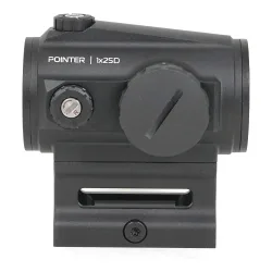Коллиматорный прицел ARKON Pointer 1x25D / Аркон Поинтер 1 25 Д - вид справа, органы настройки и отсек батареи