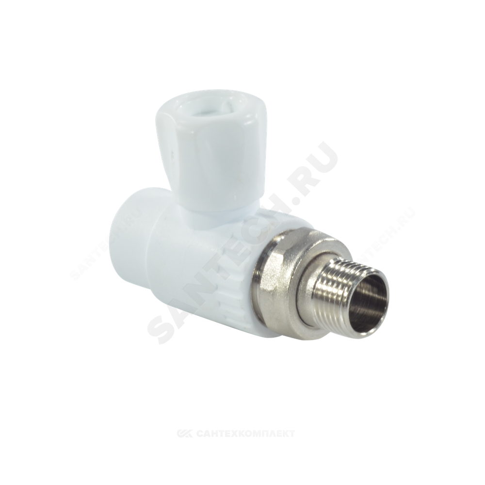 Кран шаровой PP-R белый Дн 20х1/2" НР прямой для радиатора RTP (РосТурПласт) 27853