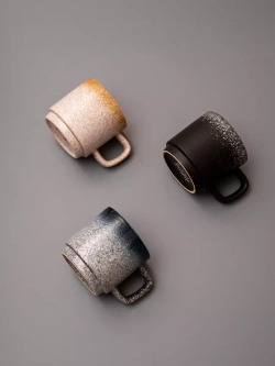 Набор 2 кружки черные матовые с белым чашки фарфор 275 мл