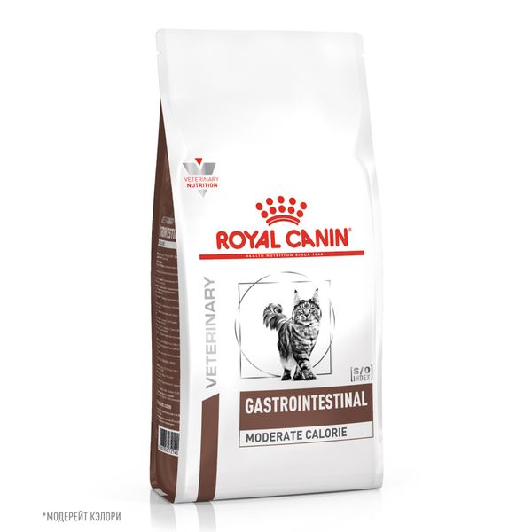 Сухой корм Royal Canin Gastrointestinal Moderate Calorie для кошек, склонных к набору веса, при расстройствах пищеварения