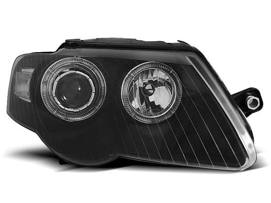 Передние фары angel eyes black для VW Passat B6
