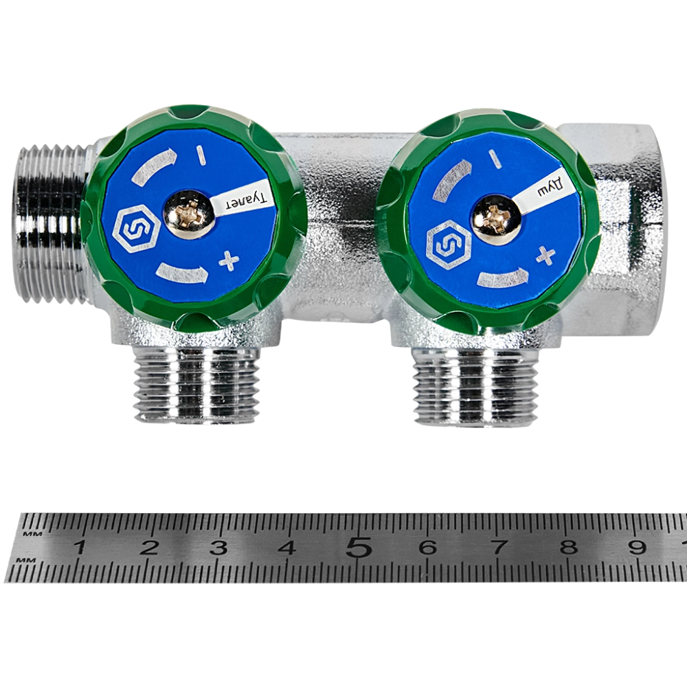 SMB-6850-341202 STOUT Коллектор регулирующий 3/4", 2 отвода 1/2"
