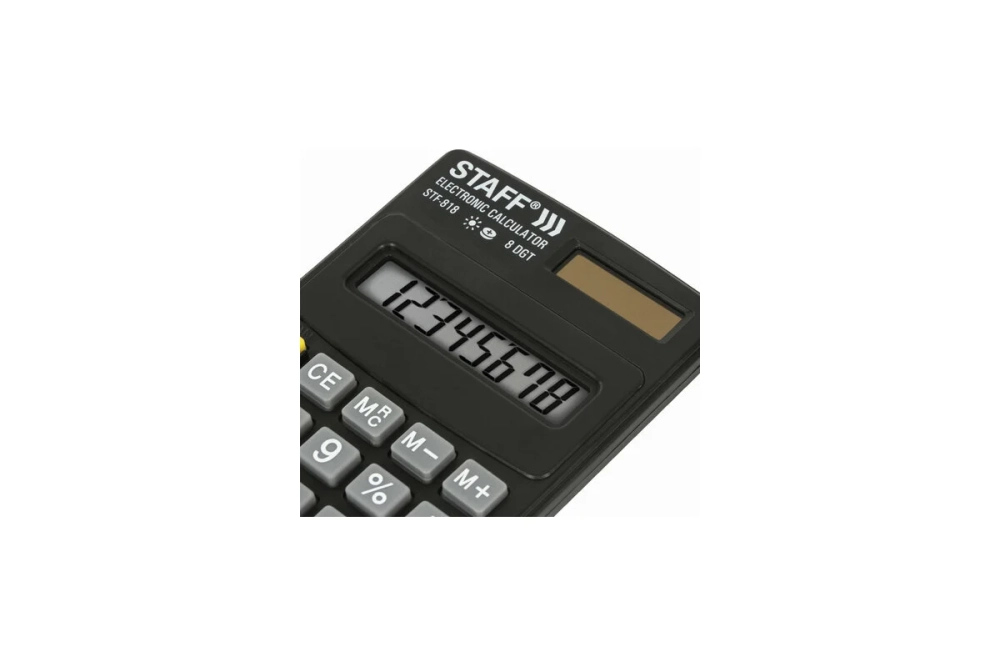 Карманный калькулятор STAFF STF-818 102х62мм, 8 разрядов, двойное питание, 250142