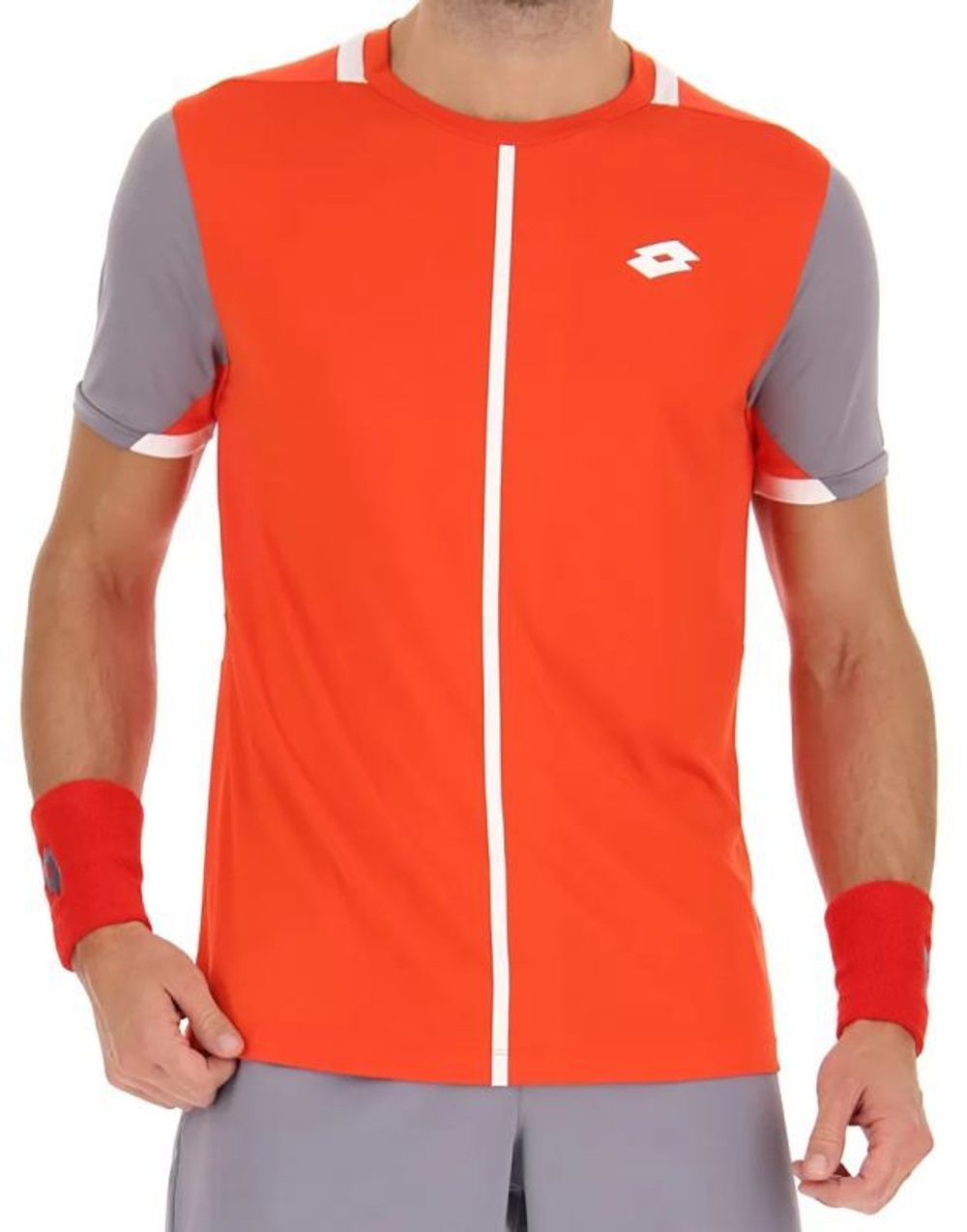 Мужская теннисная футболка Lotto Top IV Tee - red poppy/quicksilver