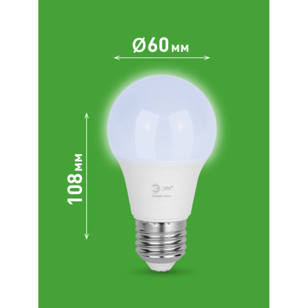Лампа светодиодная ЭРА GREEN LINE LED A60-15W-865-E27 GL 15Вт груша холодный свет E27 | Лампы cветодиодные Груша (A)