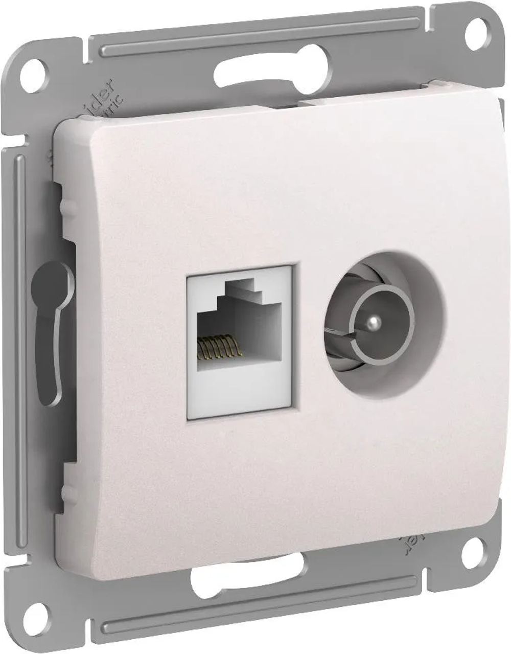 GLOSSA РОЗЕТКА двойная ТВ + компьютерная RJ45 кат. 5e, механизм, ПЕРЛАМУТР