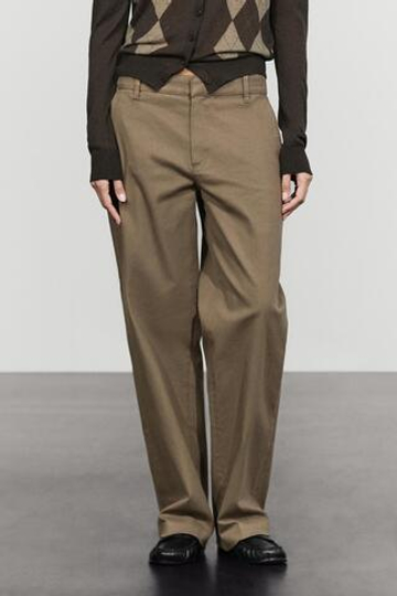 Massimo Dutti Брюки из эластичной хлопковой смеси, кротово-коричневый