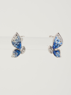 Серьги Голубая бабочка с кристаллами Swarovski
