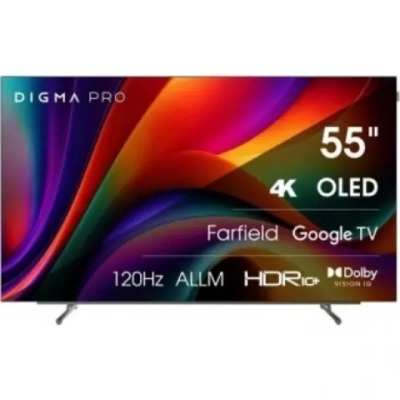 Телевизор OLED Digma Pro 55" OLED 55M Google TV Frameless черный/серебристый 4K Ultra HD 120Hz DVB-T DVB-T2 DVB-C DVB-S DVB-S2 USB WiFi Smart TV