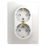 Schneider Electric Glossa Белый Розетка 2-местная с заземляющими контактами со шторками в сборе с рамкой IP20 скрытая установка GSL000126