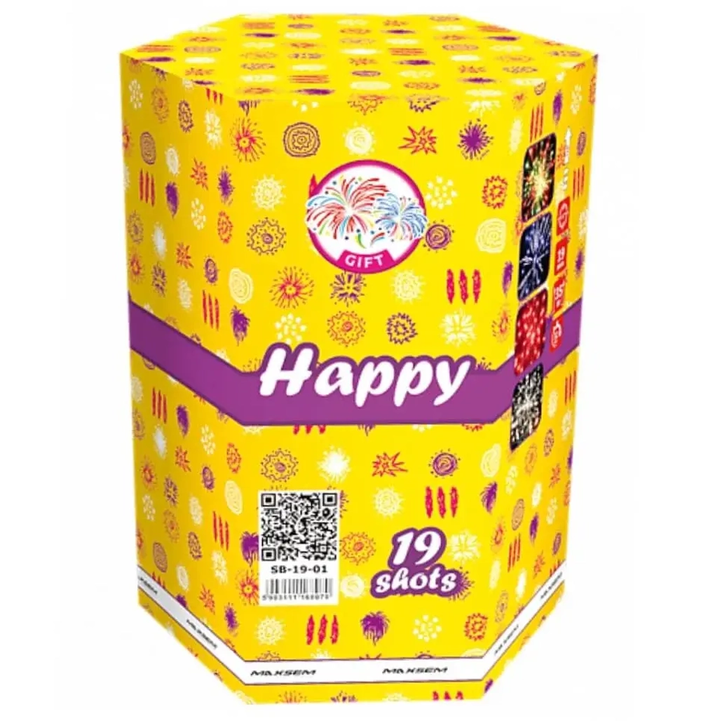 Батарея салютов Happy (SB19-01) от Maxsem, 19 залпов, 30 мм