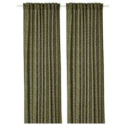 Комплект штор IKEA TRYSTAVMAL (ТРИСТЯВМАЛЬ), Зеленый с рисунком, 145x250 см, 2 шт