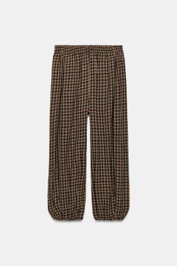 ZARA БРЮКИ БУФФИ В КЛЕТКУ, РАЗНОЦВЕТНЫЙ