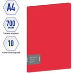 Папка с 10 вкладышами, Berlingo Soft Touch, 700мкм, корешок 17мм, красная, внутрен. карман