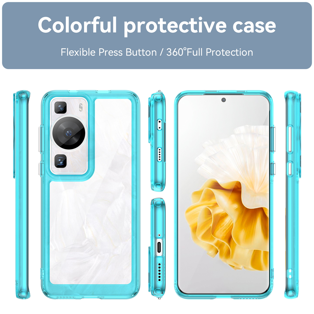 Усиленный чехол с мягкими рамками бирюзового цвета для Huawei P60 и P60 Pro, увеличенные защитные свойства