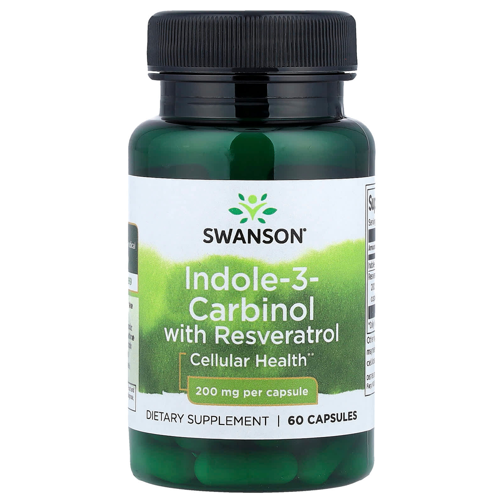 Swanson Vitamins, индол-3-карбинол с ресвератролом, 60 капсул