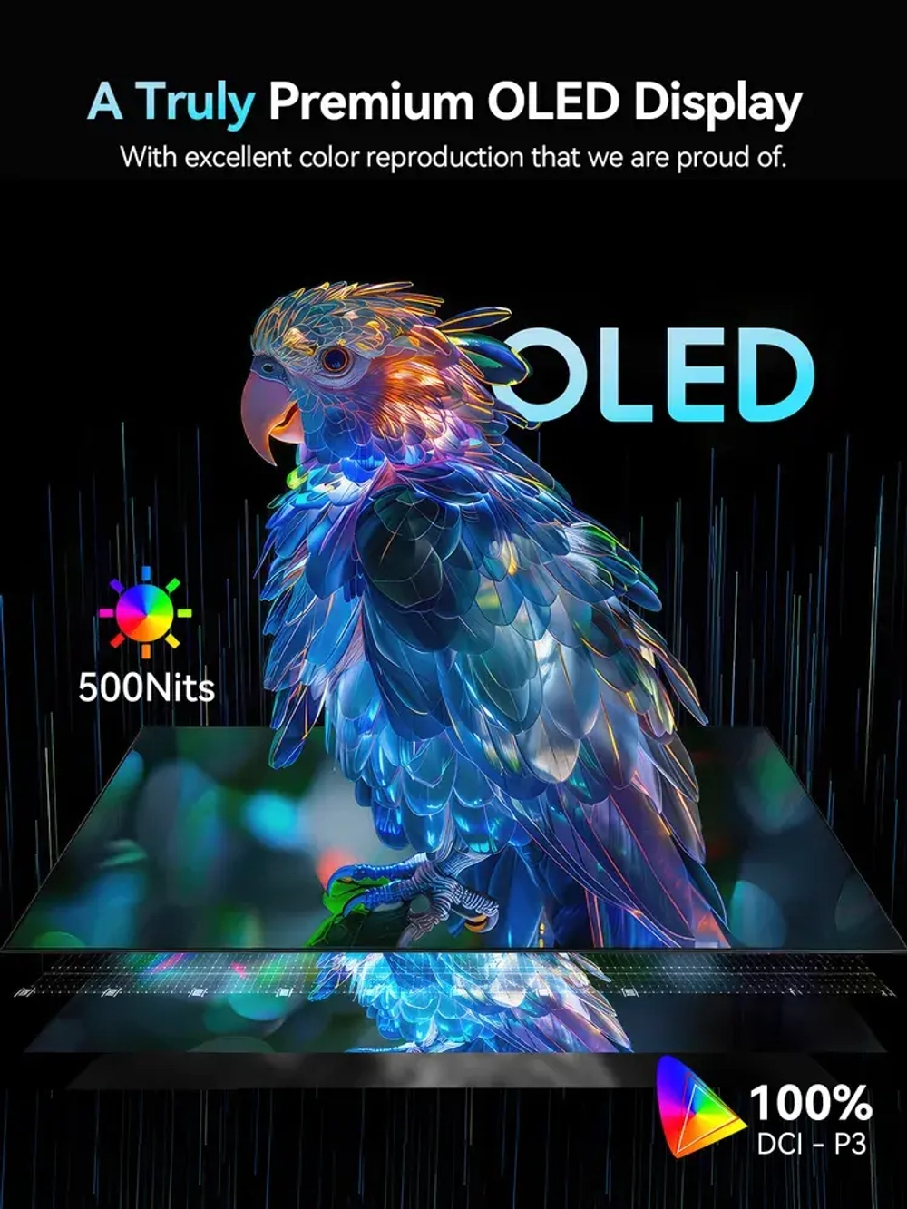 Портативный 16" сенсорный монитор с защитным чехлом Ucolor O2 Touch 3K OLED 2880x1800, 120 Гц