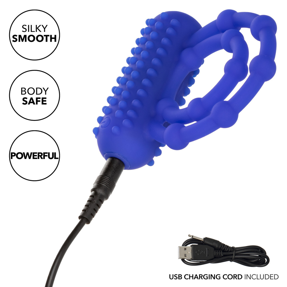 Эрекционное двойное виброкольцо Silicone Rechargeable 10 Bead Maximus Ring