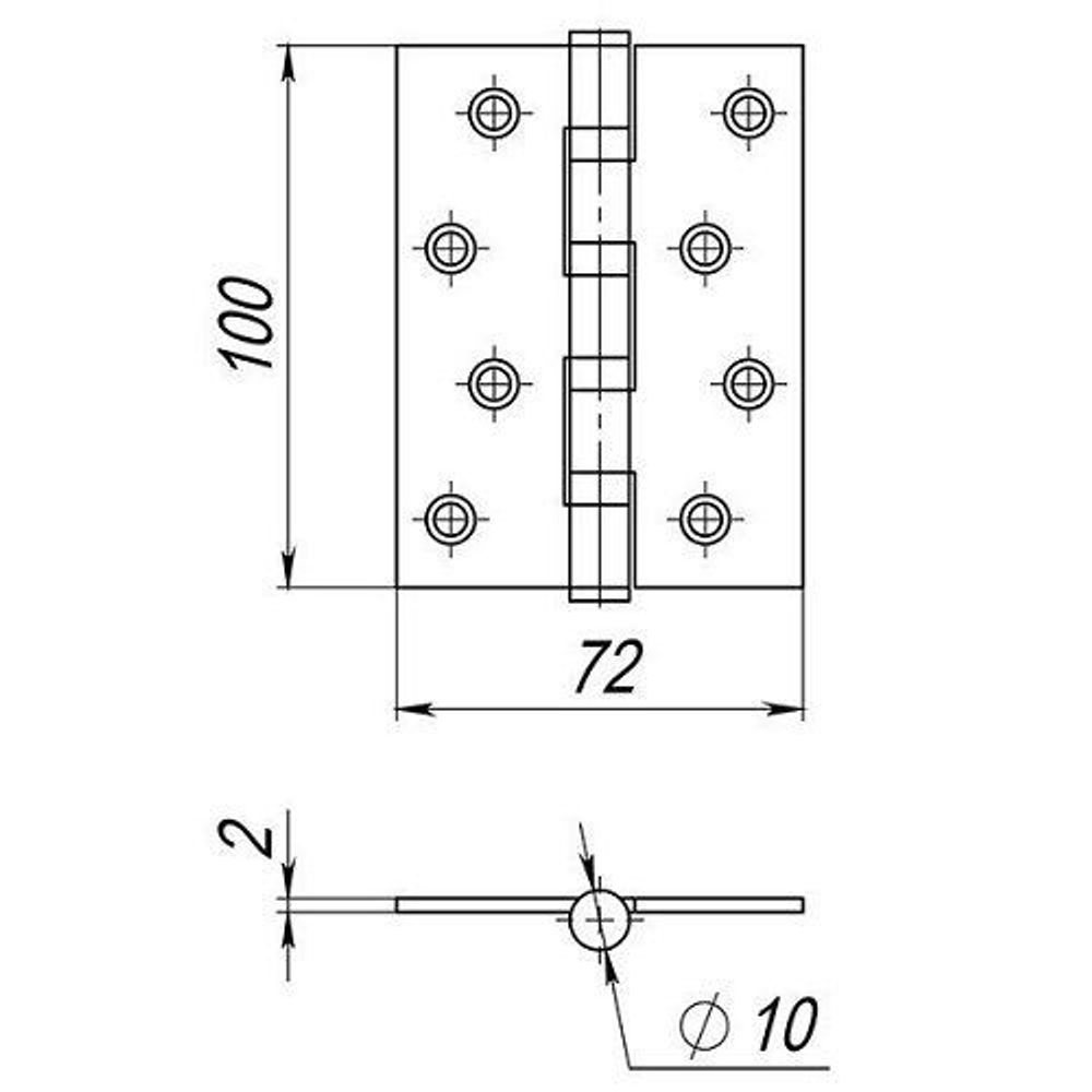 Петля универсальная AJAX 4B/P 100x70x2 SB мат.золото /38119/ (1 шт)