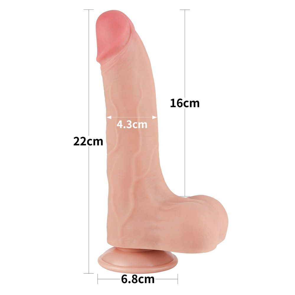 Телесный фаллоимитатор 8.5 Sliding Skin Dual Layer Dong - 22 см. (Цвет: телесный)