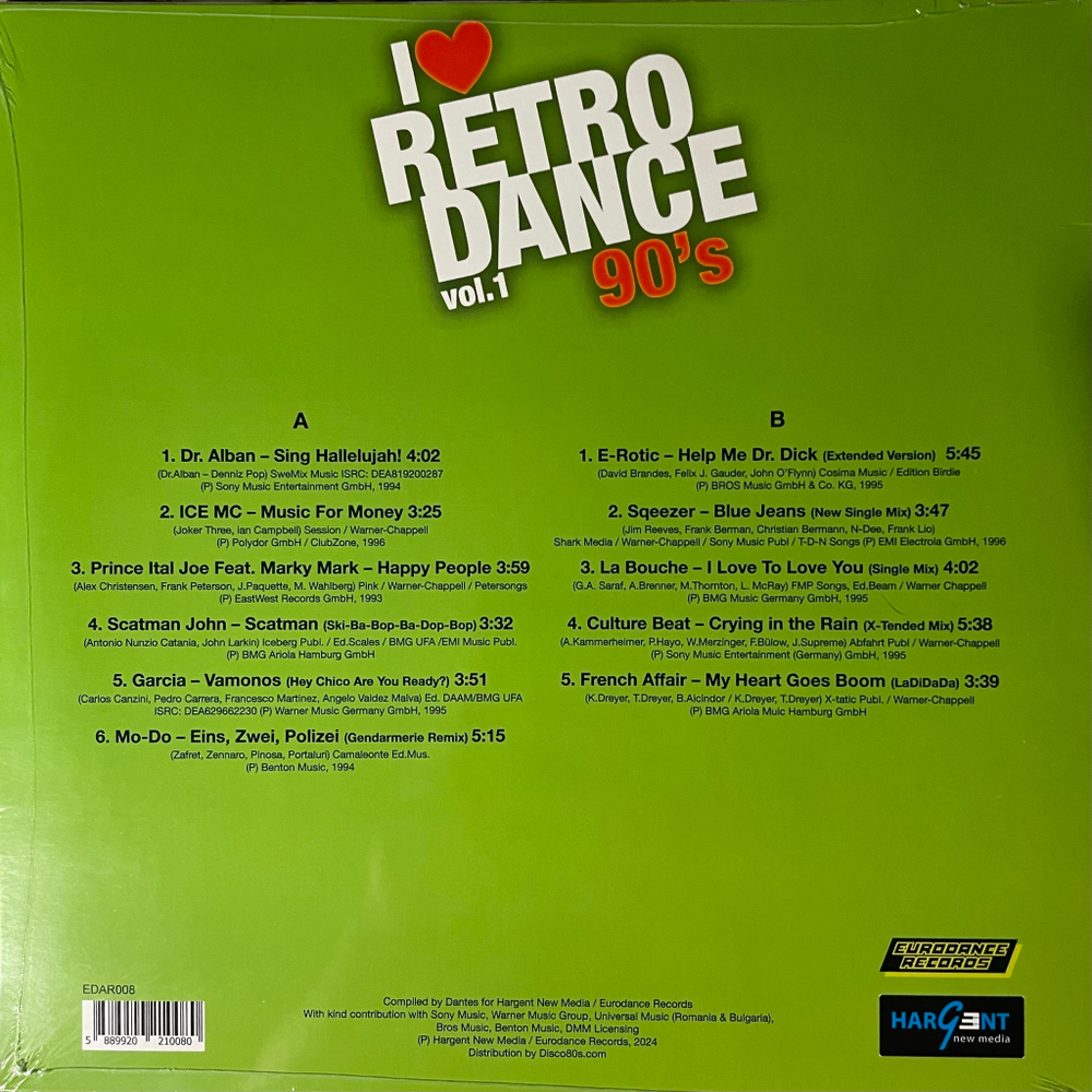 Сборник I Love Retro Dance 90's Vol. 1 (Европа 2024г.)