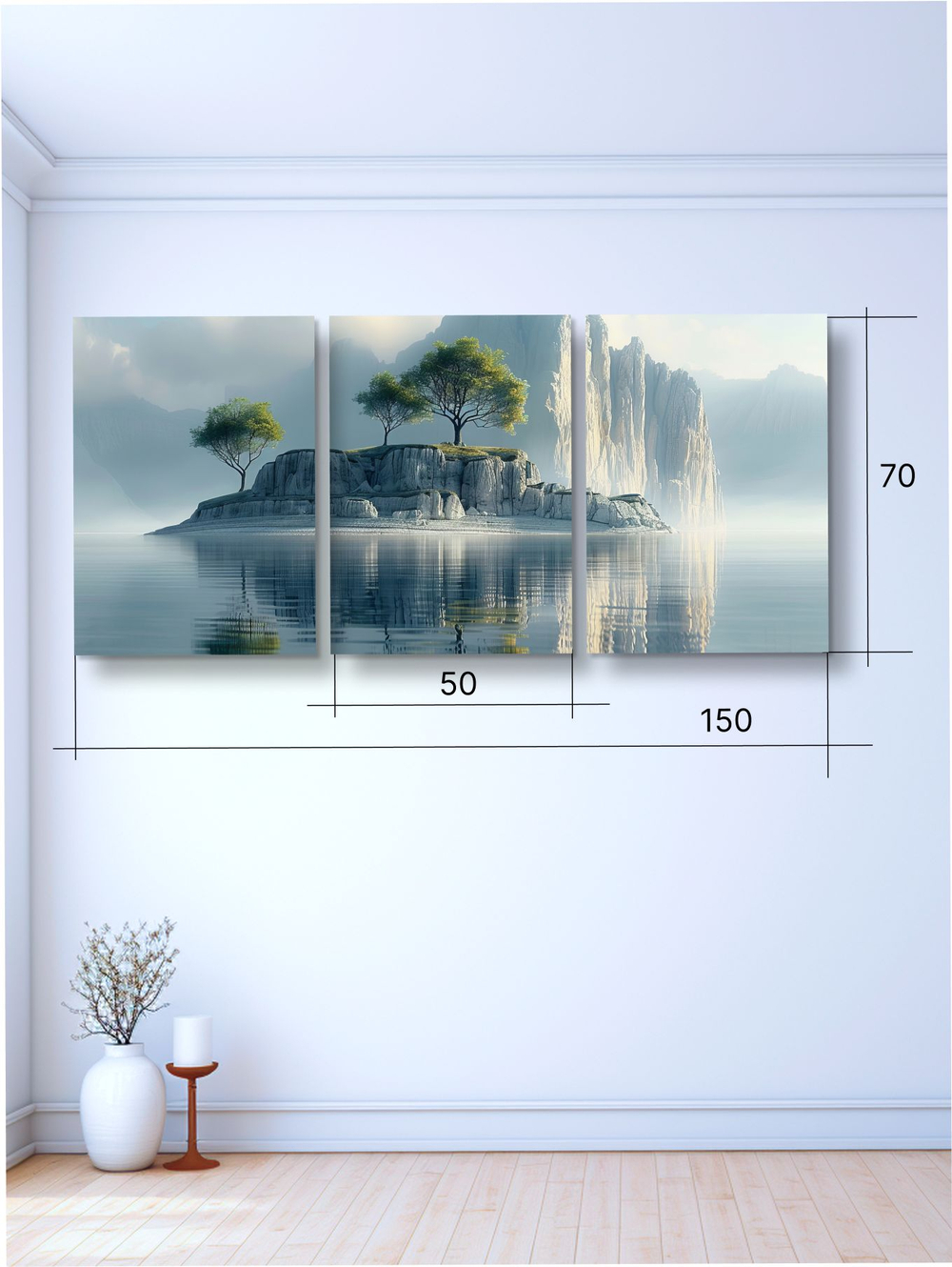 Картина Остров отражений модульная 50x70см 3шт.