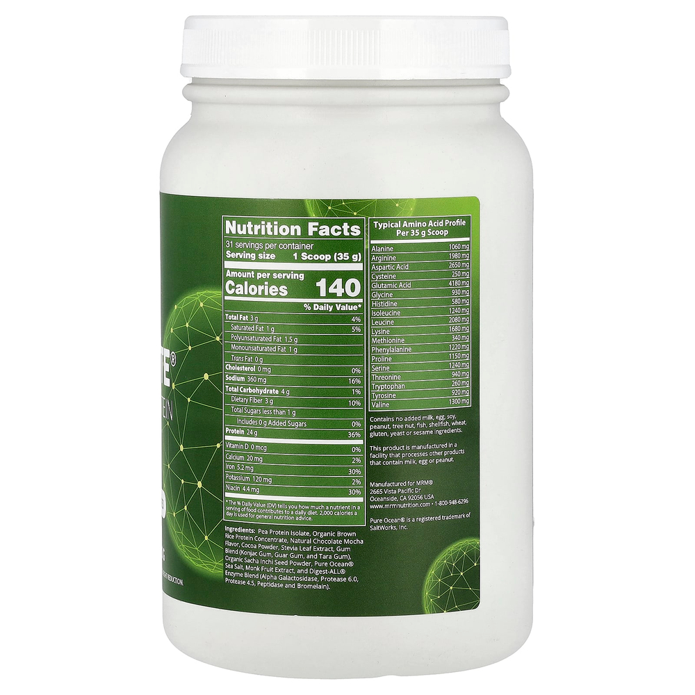 MRM Nutrition, Veggie Elite®, протеин для повышения производительности, шоколадное мокко, 1110 г (2,45 фунта)