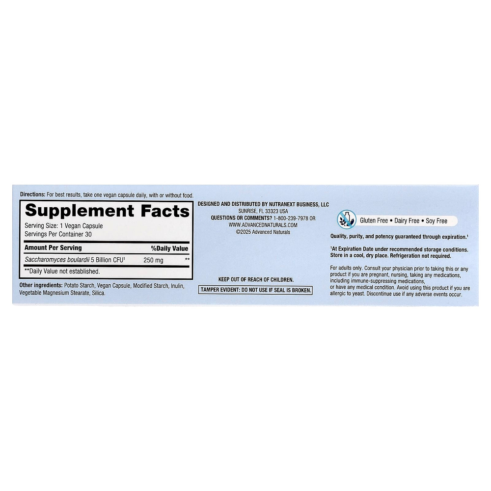 Advanced Naturals, Ultimate FloraMax™, сахаромицеты Буларди, 5 млрд, 30 веганских капсул